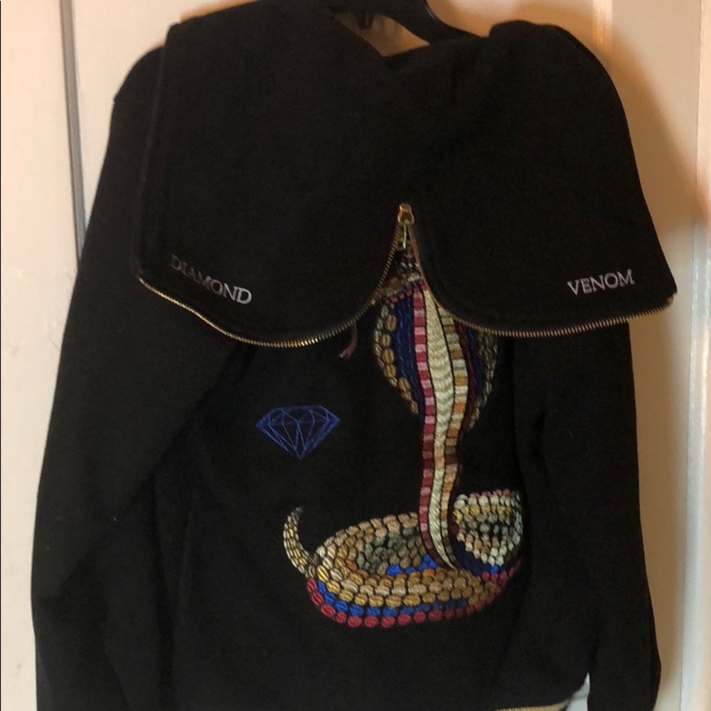 Diamond Supply Co. Men’s Embroidered Cobra Varsity Jacket Medium Black - Picture 9 of 11